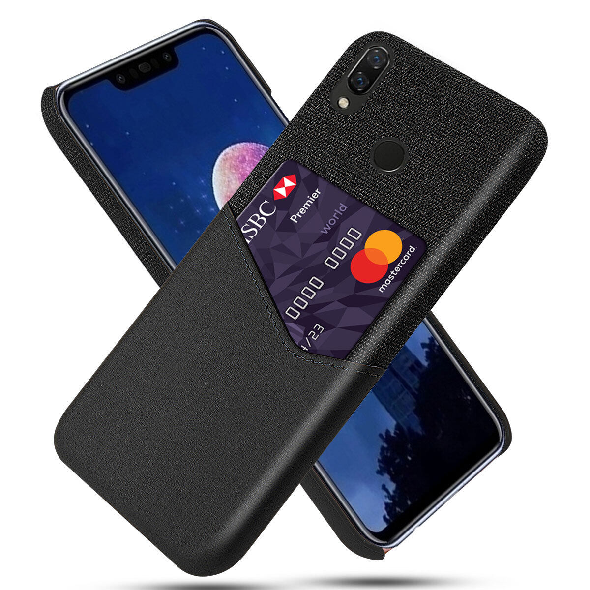 lthmy for Huawei Nova 3i Creative Cloth PU Leather Card Slot Case Hard PC Cover