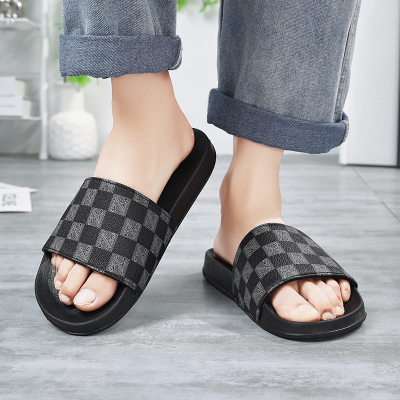 Indispensable-Quality And Durability-Stylish Black And Chocolate Color CHESS Slide Slipper Sandal For Men S30. 