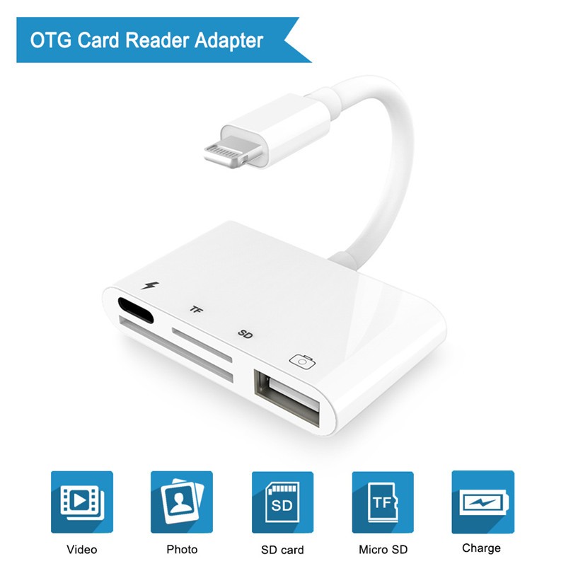 【WSJJ Store】（NEW）4 in 1 Docking Station For IPhone XR XS 8 7 plus Ipad Ipod SD TF Reader USB Port For To Keyboard Camera Hubs. 