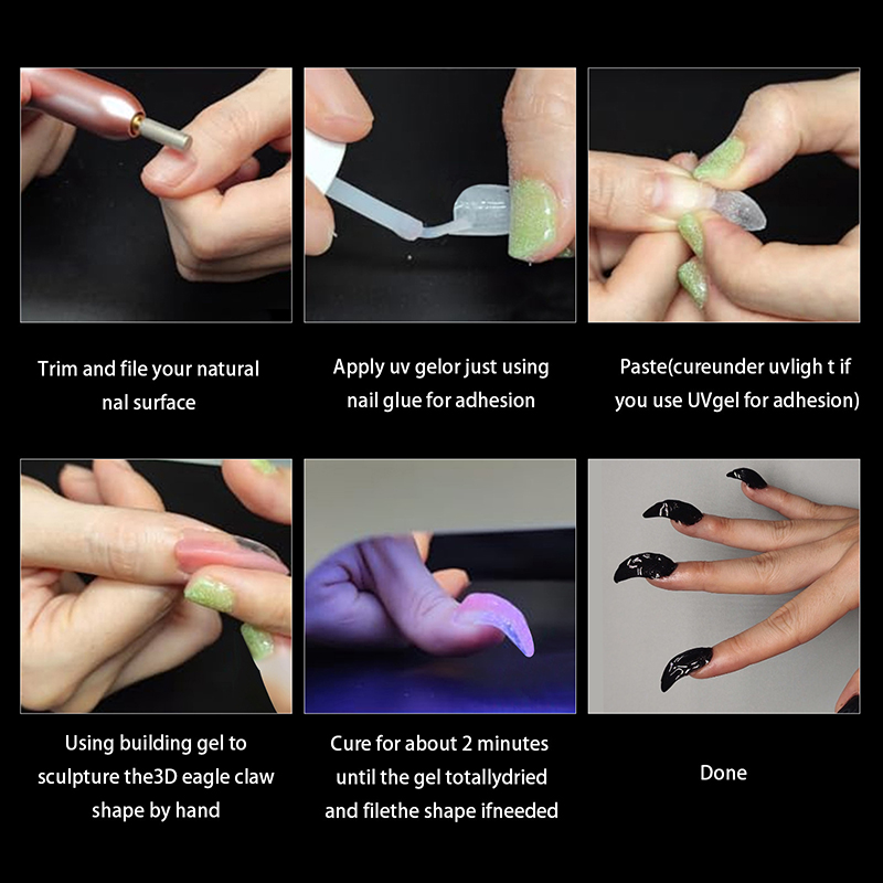 100 Pcs Hawk Curve Nail Tips Half Cover Eagle Claw Curve False Nails Extension 10 Sizes For Art Salon. 