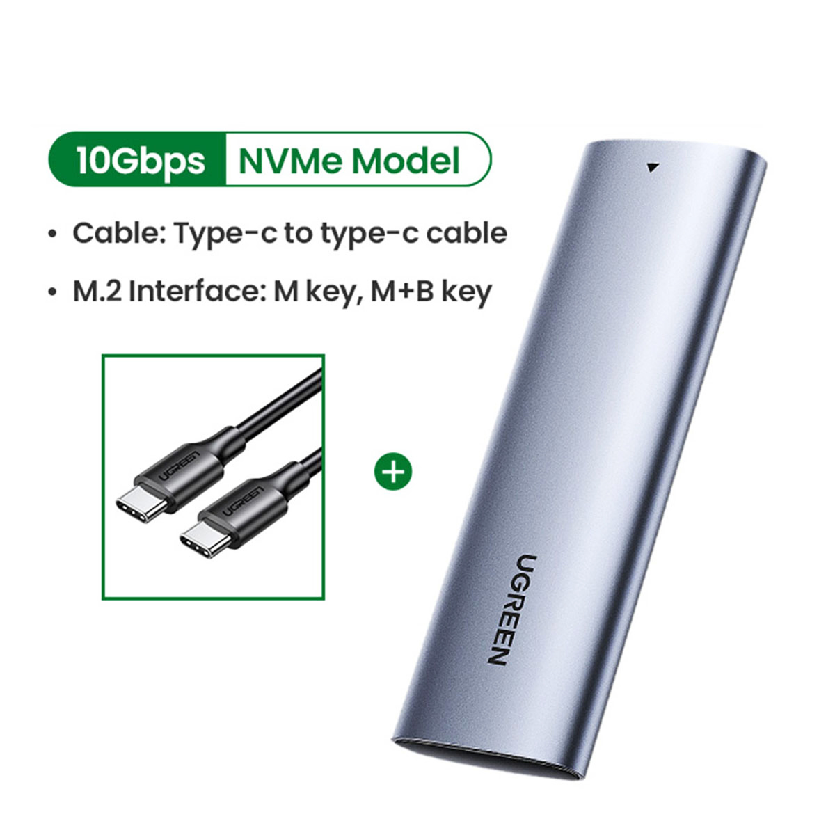 UGREEN SSD Case 10Gbps NVMe NGFF M2 SSD Case For PCIe SATA To USB SSD Case for External Hard Drive M-Key & B-Key M2 SSD Case. 