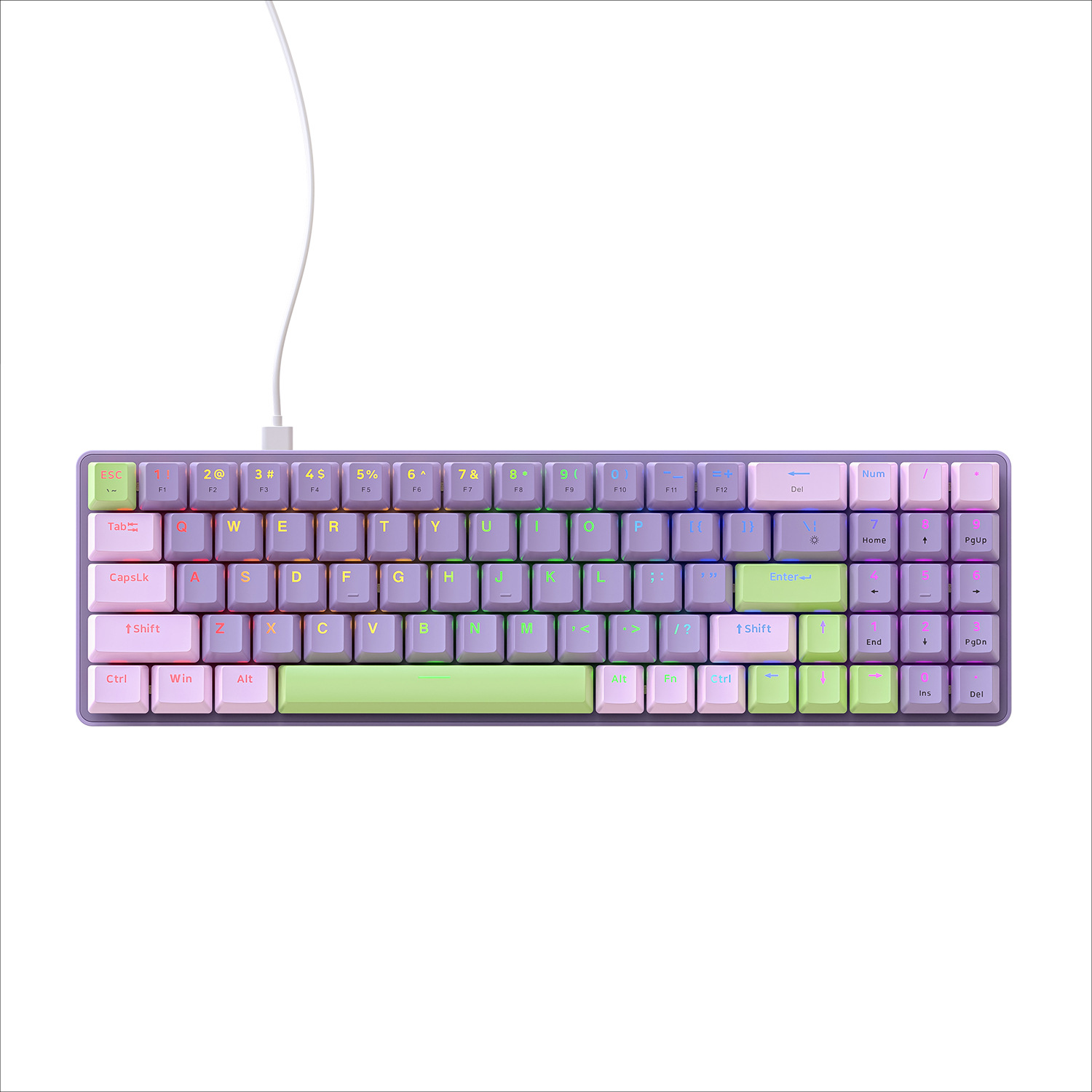 Freewolf K65 mechanical keyboard customized gaming wired hot-swappable gaming keyboard two-color translucent keyboard. 