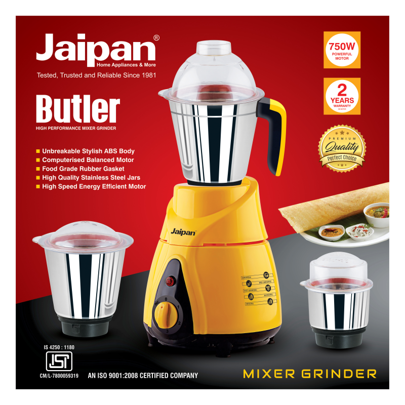 Jaipan Multipurpose  3 in 1 Blender and Mixer Grinder Buttler-750w. 