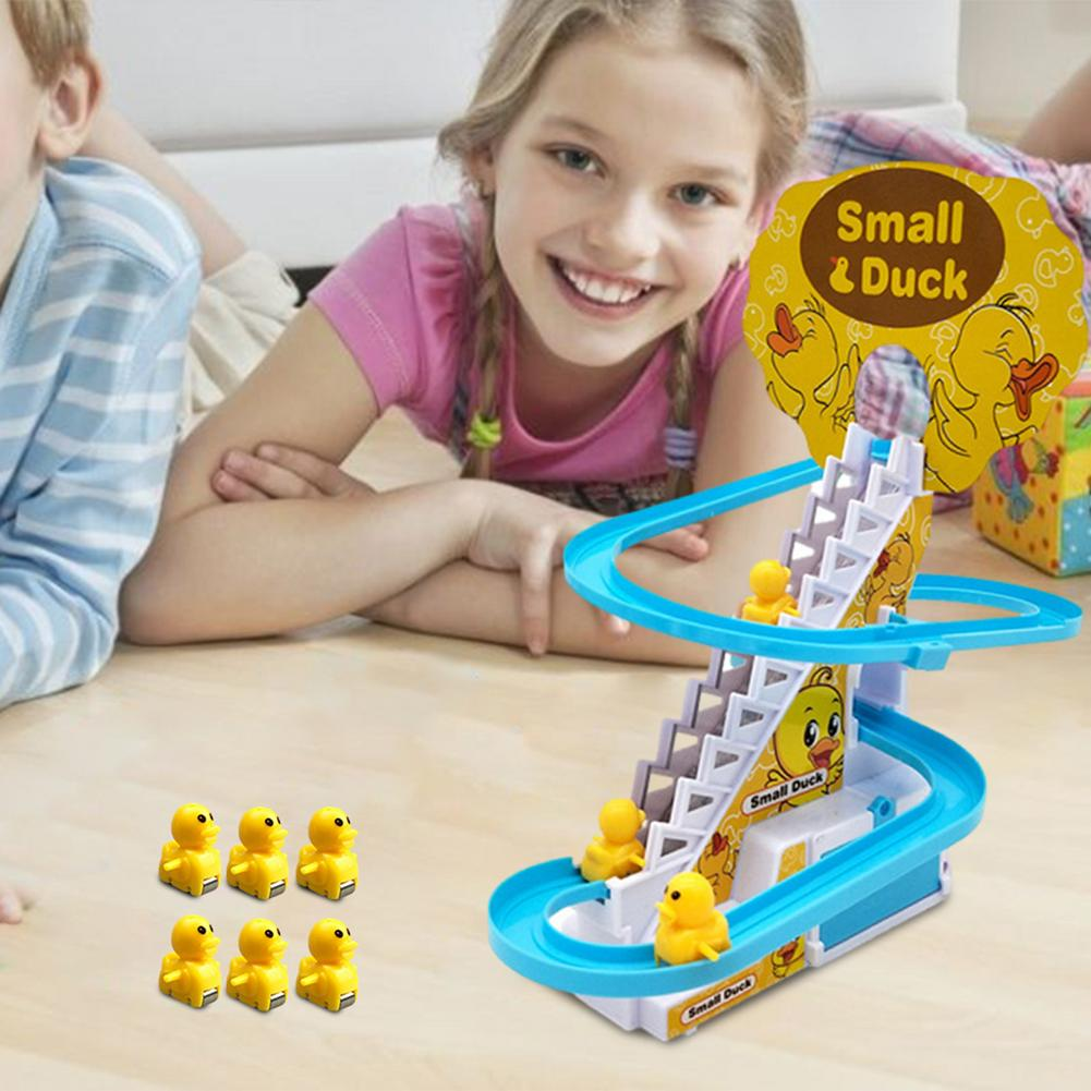Electric Duck Climbing Stairs Toy Children Roller Coaster Toy Set With Flashing LED Light Easy To Install And Carry Perfect Gift  by Bix Super shop. 