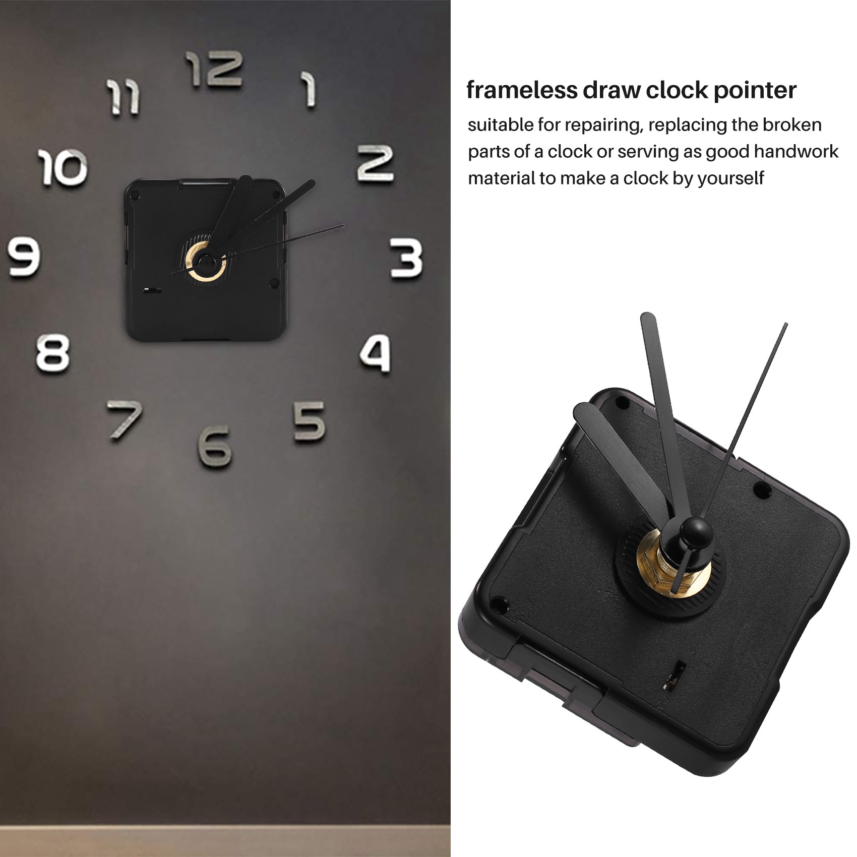 Clock Movement with Short Hands, 4/ 25 Inch Maximum Dial Thickness, 3/ 5 Inch Total Shaft Length. 