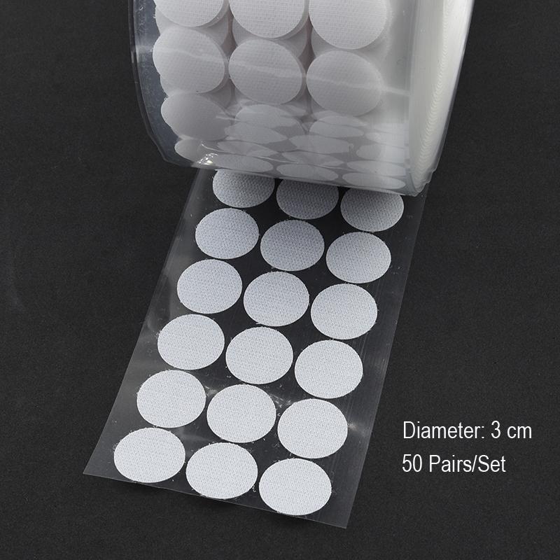 50 pairs x 3cm Round Self Adhesive Velcro Tape Hook and Loop Velcro Dot Fasteners (White). 