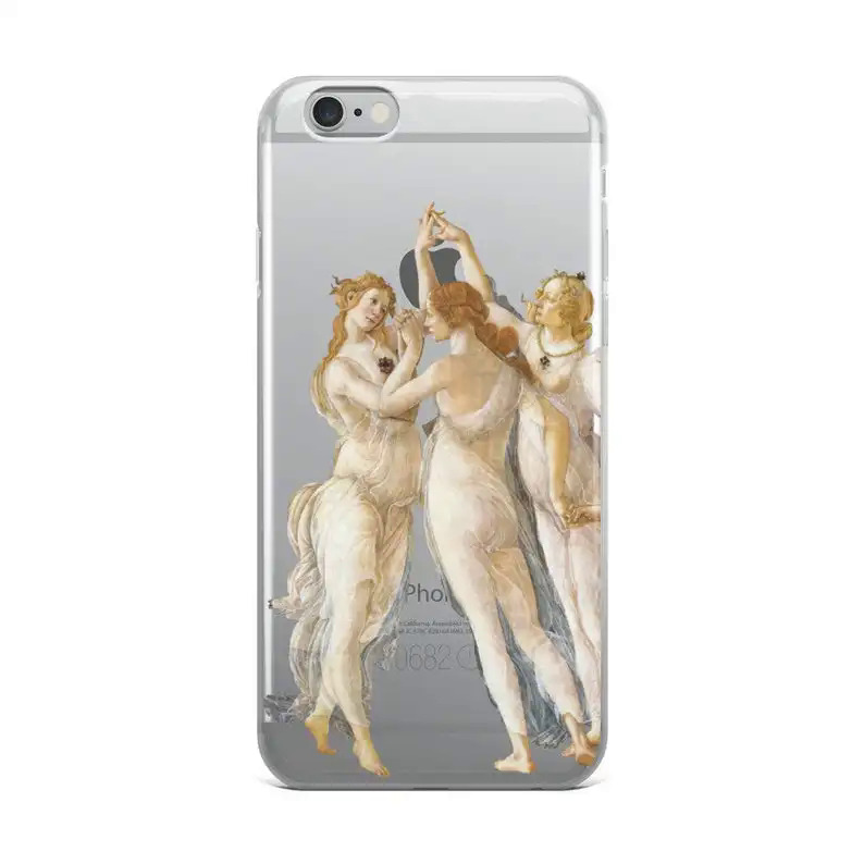 【Emotion HENG】Renaissance transparent art lover phone case for iPhone 14 13 12 11 pro Max Xs XR 7 8 plus bottcelli primevera TPU back cover. 