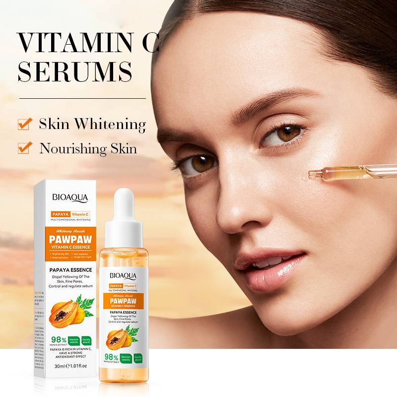 BIOAQUA PAW PAW VITAMIN C ESSENCE PAPAYA EXTRACT BRIGHTENING ANTI OXIDATION DEEP HYDRATION MOISTURIZING SERUM 30ML
