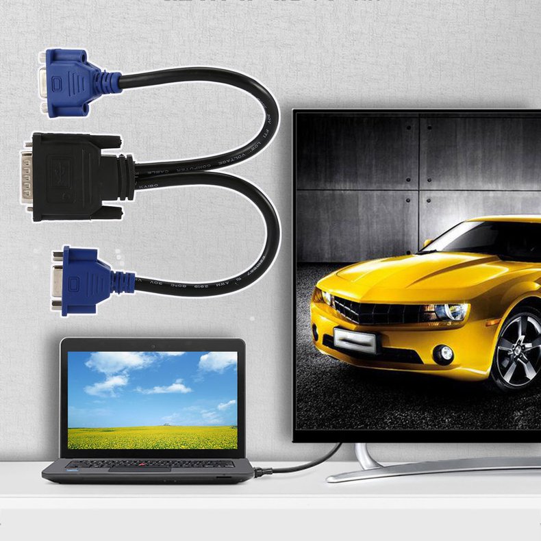 DMS-59 to 1 x DVI&1 x VGA Y Cable DMS 59 to VGA Monitor Splitter Cable. 