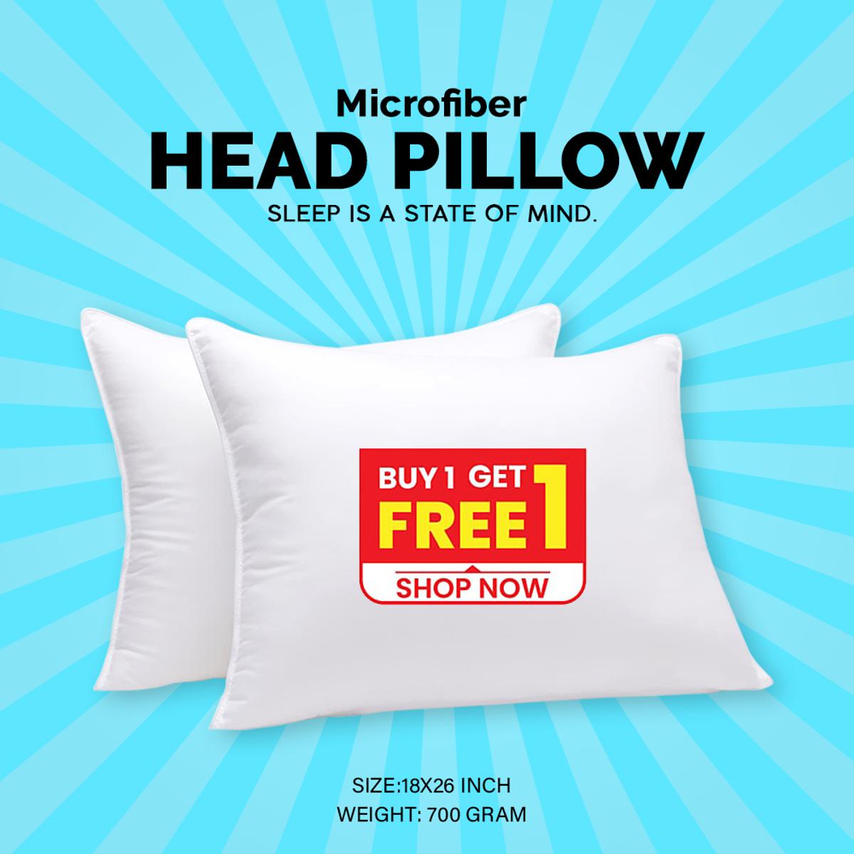 Microfiber Head Pillow 18X26 Inch ( Buy 1 Get 1) Mathar Balish - Pillow