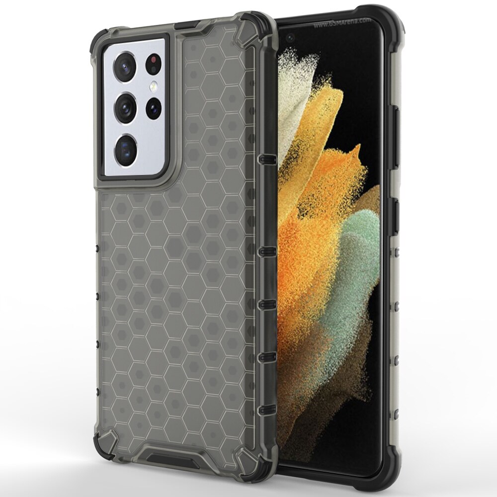 lthmy for Samsung Galaxy S21+ 5G / S21 Plus 5G Honey Comb Series Hybrid Translucent PC Slip-Resistant Shockproof TPU Bumper Case Cover