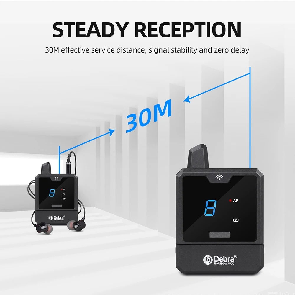 Debra Audio-Mini UHF IEM Wireless In-Ear Monitor System Rechargeable Portable for Music Audio Monitoring Live Broadcast. 