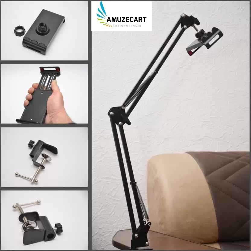 Overhead Video Stand ( মোবাইল মাউন্ট - With Mobile Mount ) Phone Holder Articulating Arm Phone Mount Table Top Scissor Boom Arm Articulating Phone Stand Tablet Phone Holder for Streaming Phone Baking Crafting. 
