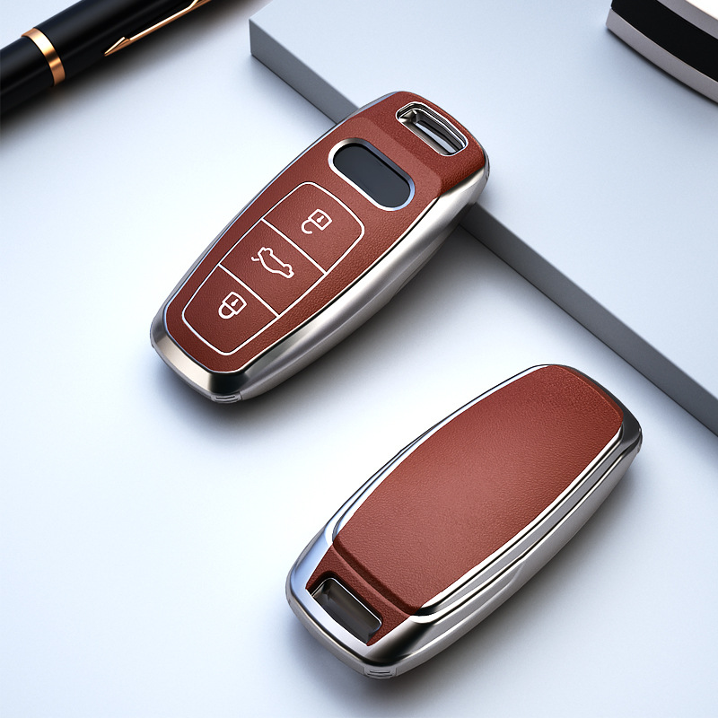 Compatible with 2021 Audi car key cover A6L19/20 new key case A8 full leather key fob. 