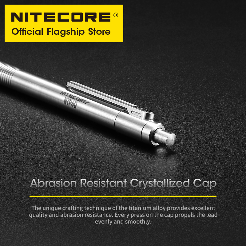 NITECORE NTP40 CNC Titanium Alloy Mechanical Pencil Cartooning Sketching Writing Drawing EDC 0.5mm Refill Pencil. 