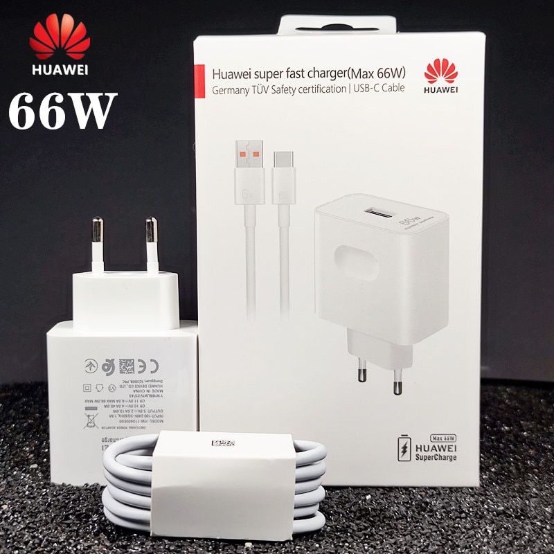 Max 66W Huawei Super Fast Type C Quick Charger Adapter with Type C Cable. 