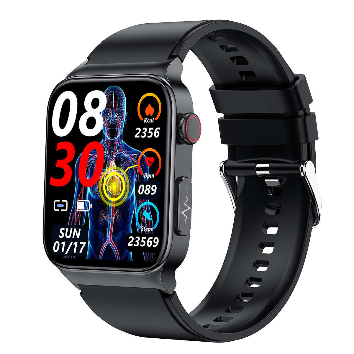 E500 smartwatch temperature, heart rate, ECG+PPG smart wristband sports watch high-definition display. 
