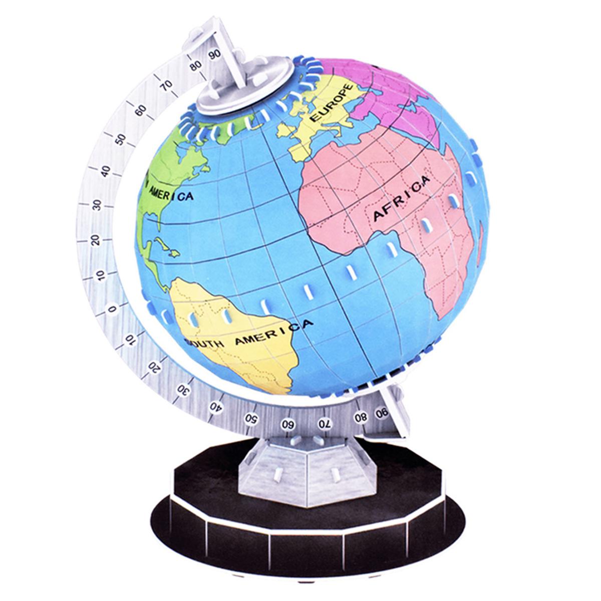 Kids DIY Assembly Color Paint Graffiti Paper 3D Globe Model Puzzle Toy Home Decor