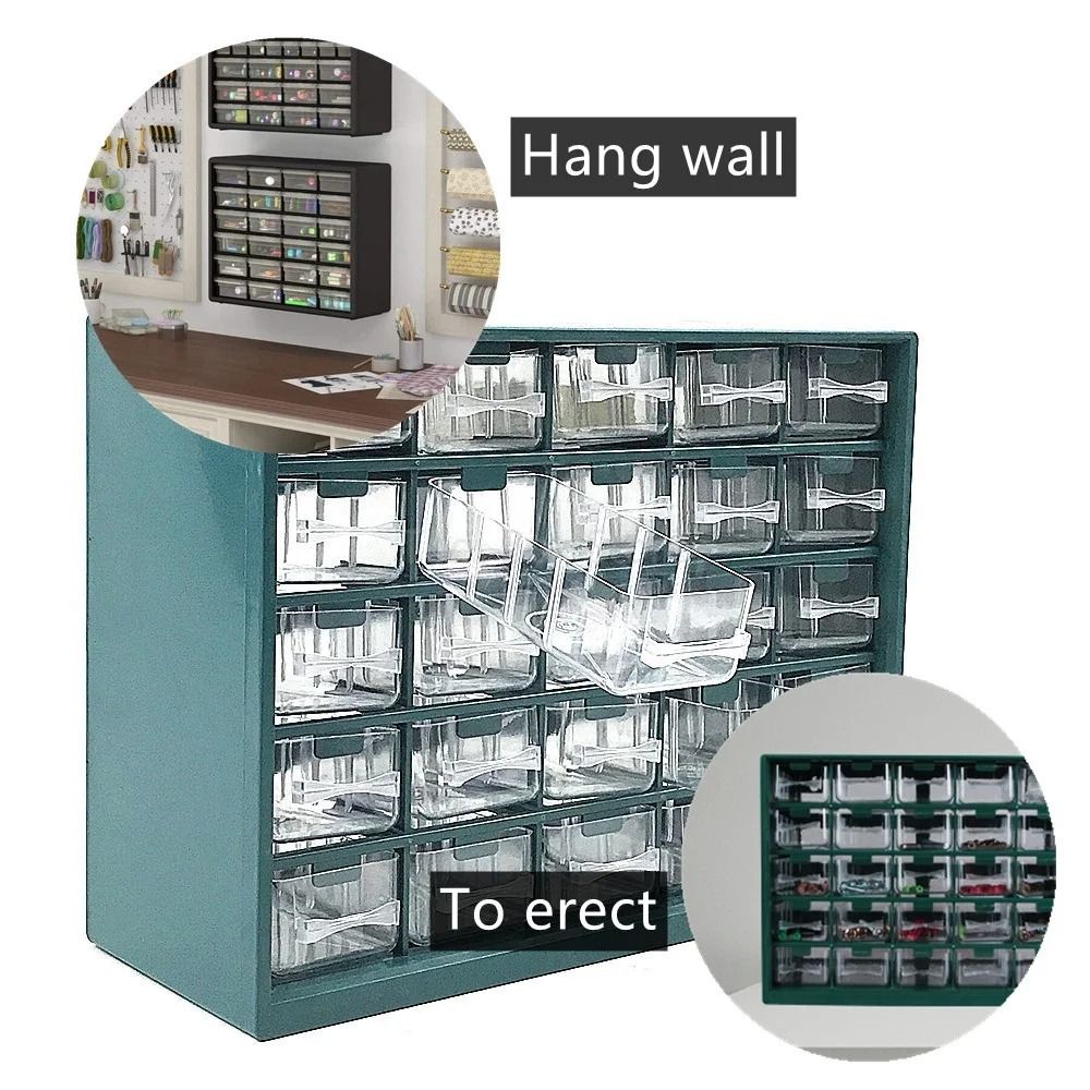 Durable 25 Multi-grid Drawer Parts Box Plastic Components Storage Component Box Sufficient Space Transparent Drawer Tool Box Hardware Parts. 