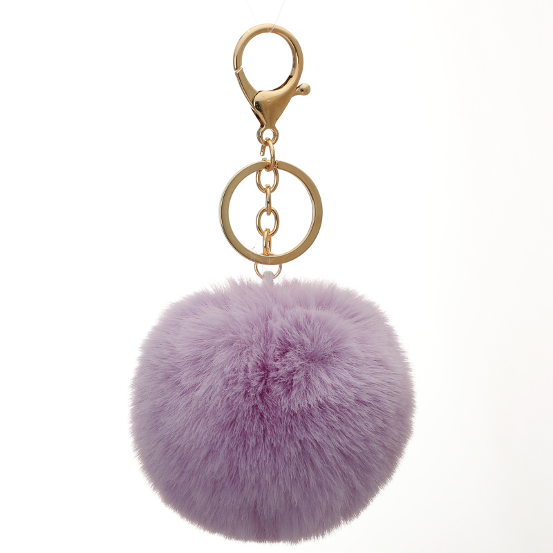 8cm Fur Brand Bag Fluffy Pompns Keychain Pom Pom Car Keyring Gold Color Chains pompons Rex Rabbit Fur Charms Chain. 