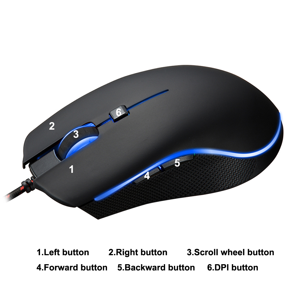 Motospeed V40 Ergonomic Optical Professional Esport Gaming Mouse Mice Adjustable 4000 DPI Breathing LED Light USB Wired with 6 Buttons for Mac Laptop PC Computer. 