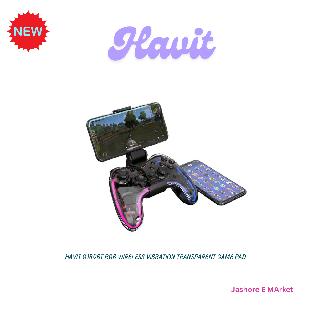 Havit G180BT RGB Wireless Vibration Transparent Game Pad. 