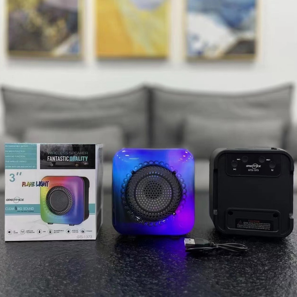 GREATNICE GTS-1373 Bluetooth/USB/TF Card & FM Radio Supported RGB Lightning Speaker. 
