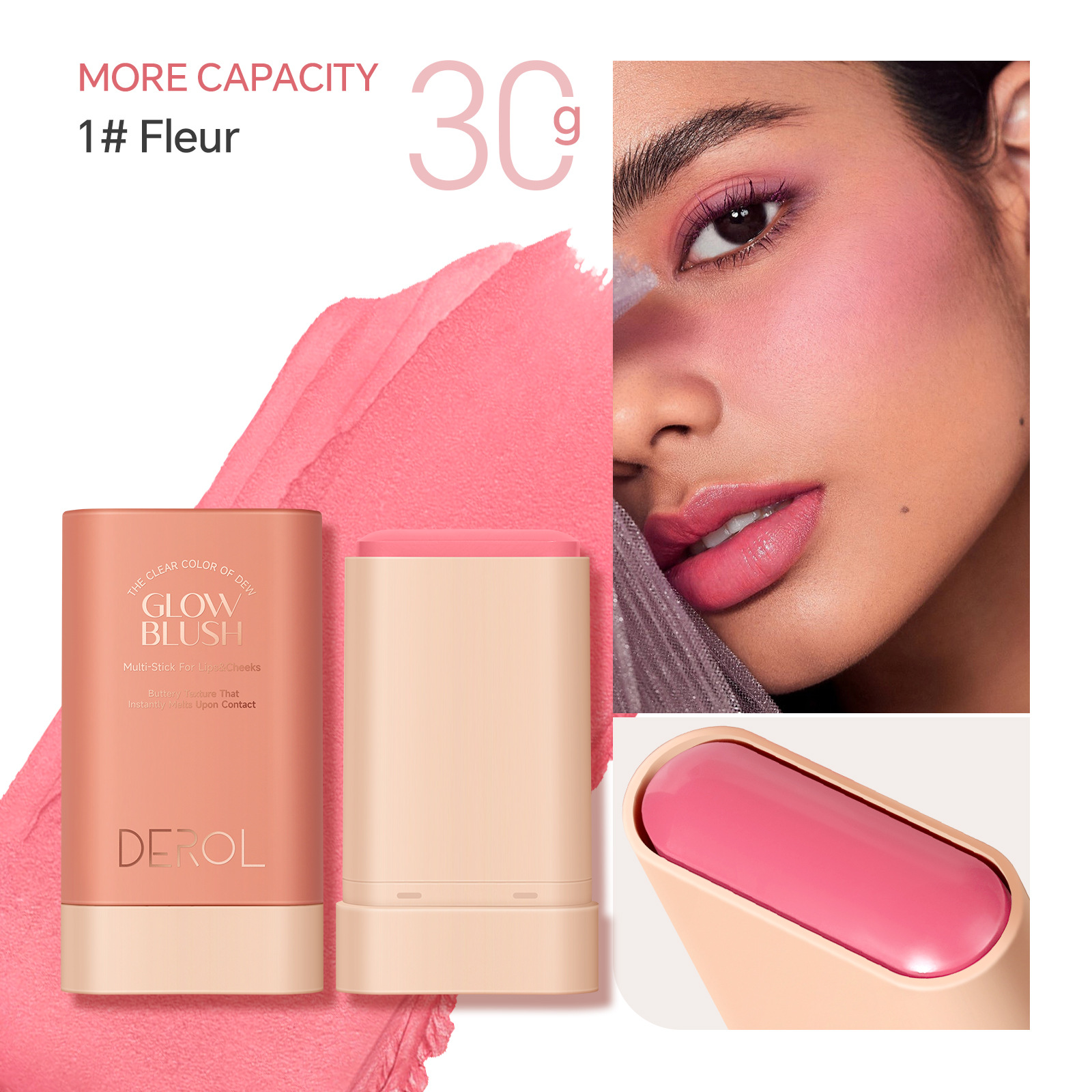 Derol Softly Glow Blush Multi-Stick for Lips & Cheeks. 