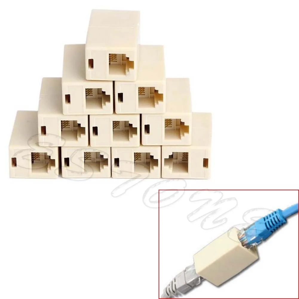 10pcs RJ45 CAT5 Coupler Plug Network LAN Cable Extender Connector Adapter. 