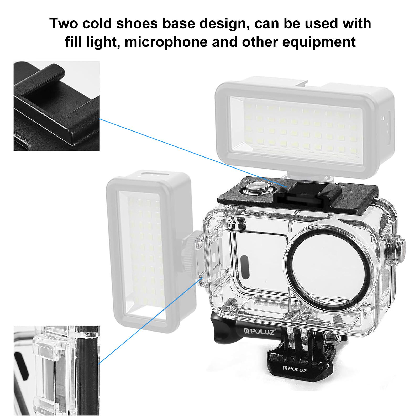 NEW- For DJI Osmo Action 5 Pro / 3 / 4 PULUZ 60m Underwater Waterproof Housing Diving Case with Cold Shoe & Buckle Basic Mount & Screw. 