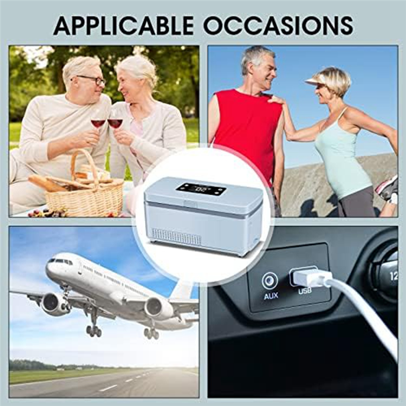 Insulin Cooler Case Insulin Cooler Box Medicine Cooler with Durable Battery, Adjustable Temperature Suitable for Long Flight US Plug. 