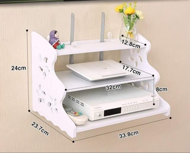 WiFi Router Wall Mount Storage Stand 3 Layer Floating Shelves Set. 