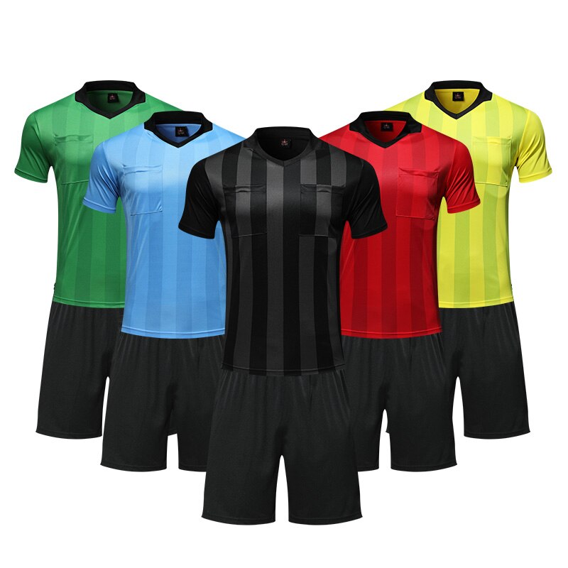 Customized Mens Football Referee Uniform Shirt Sets Multiple Color Optional Judge Breathable Soccer Referee Jersey. 