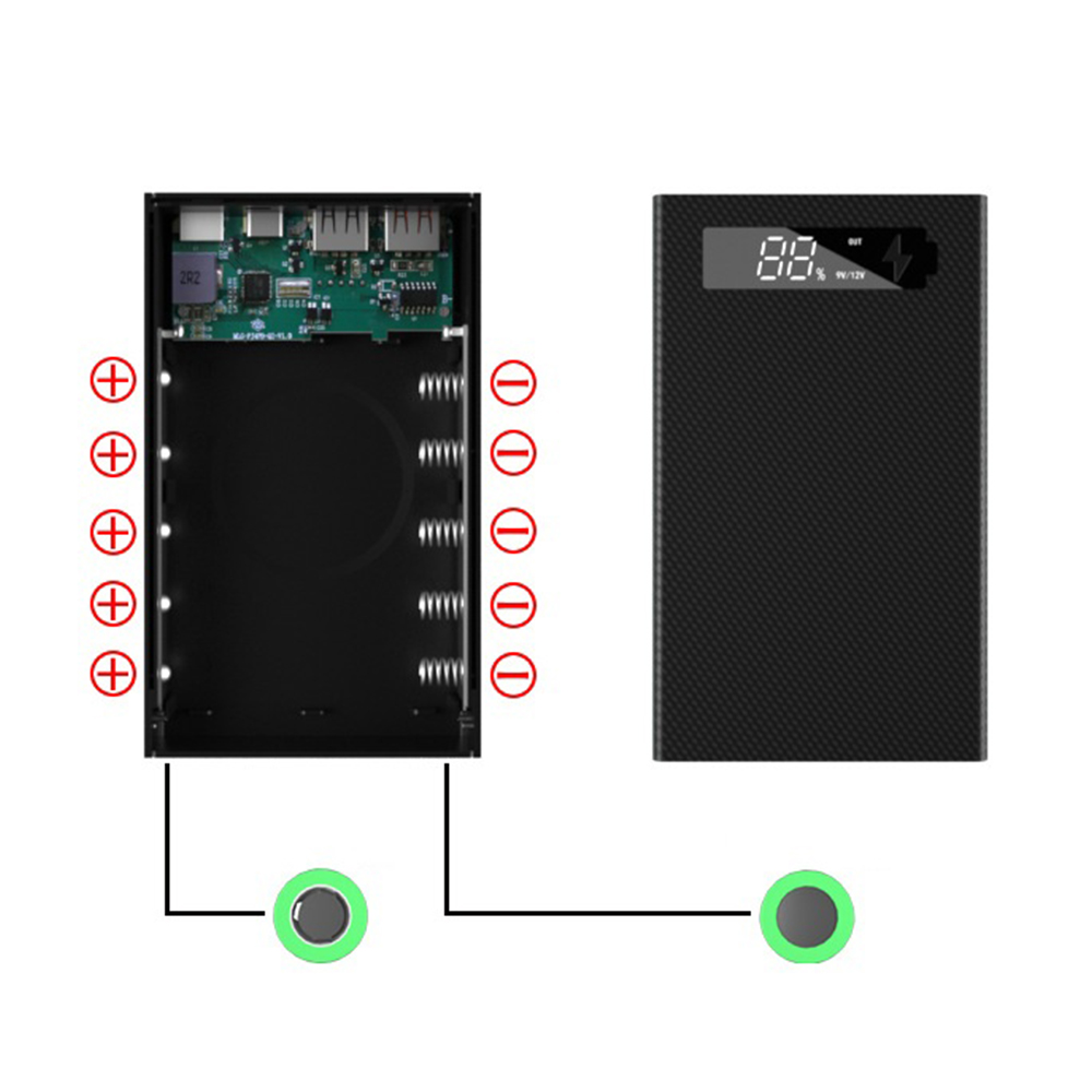 5 x 18650 Mobile Power Box Detachable 18650 Battery Holder Charging Box Charging 3.0 PD DIY Shell-3. 