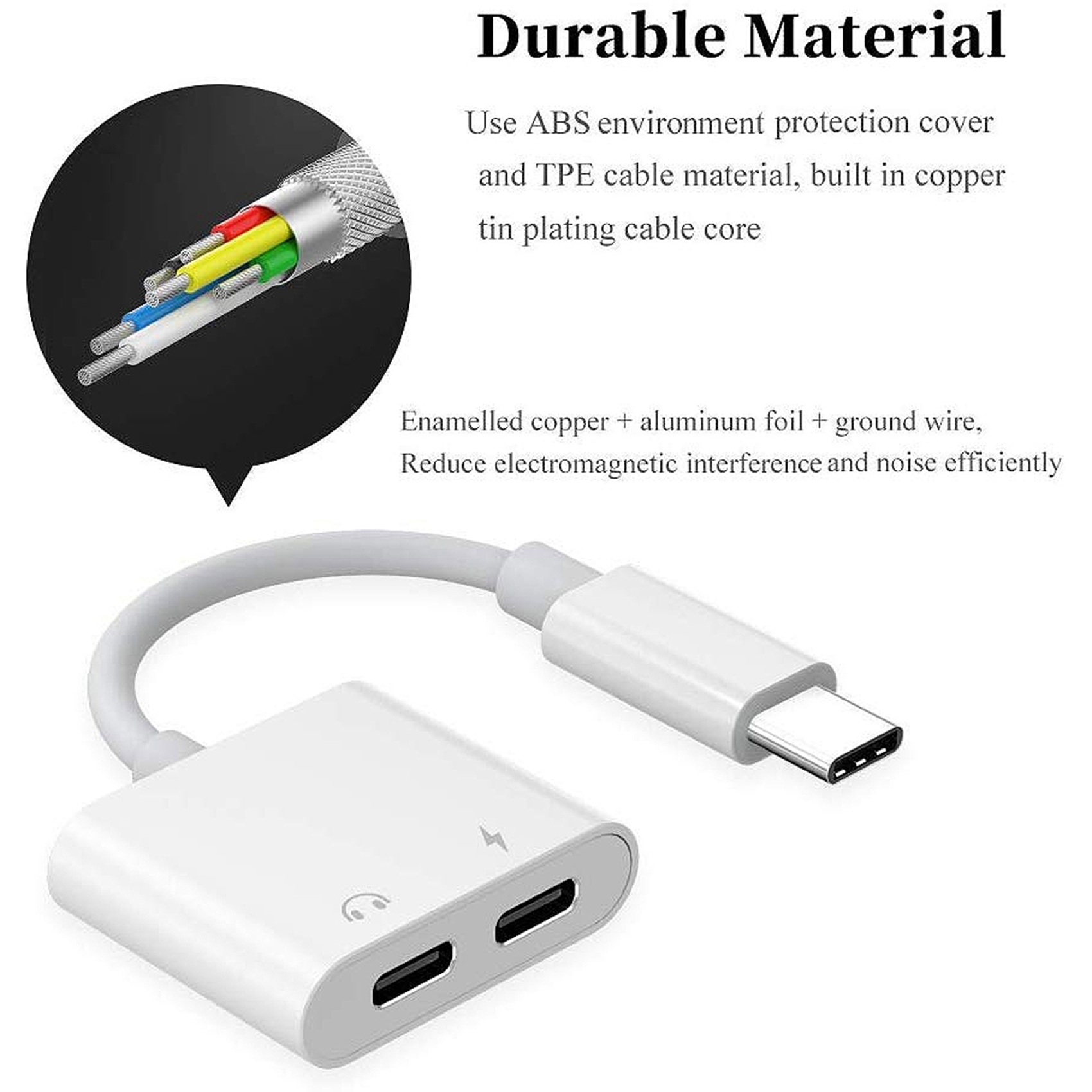 2X 2 in 1 Dual Type C Headphone Adapter USBC Splitter Jack AUX Audio Charging Converter for. 