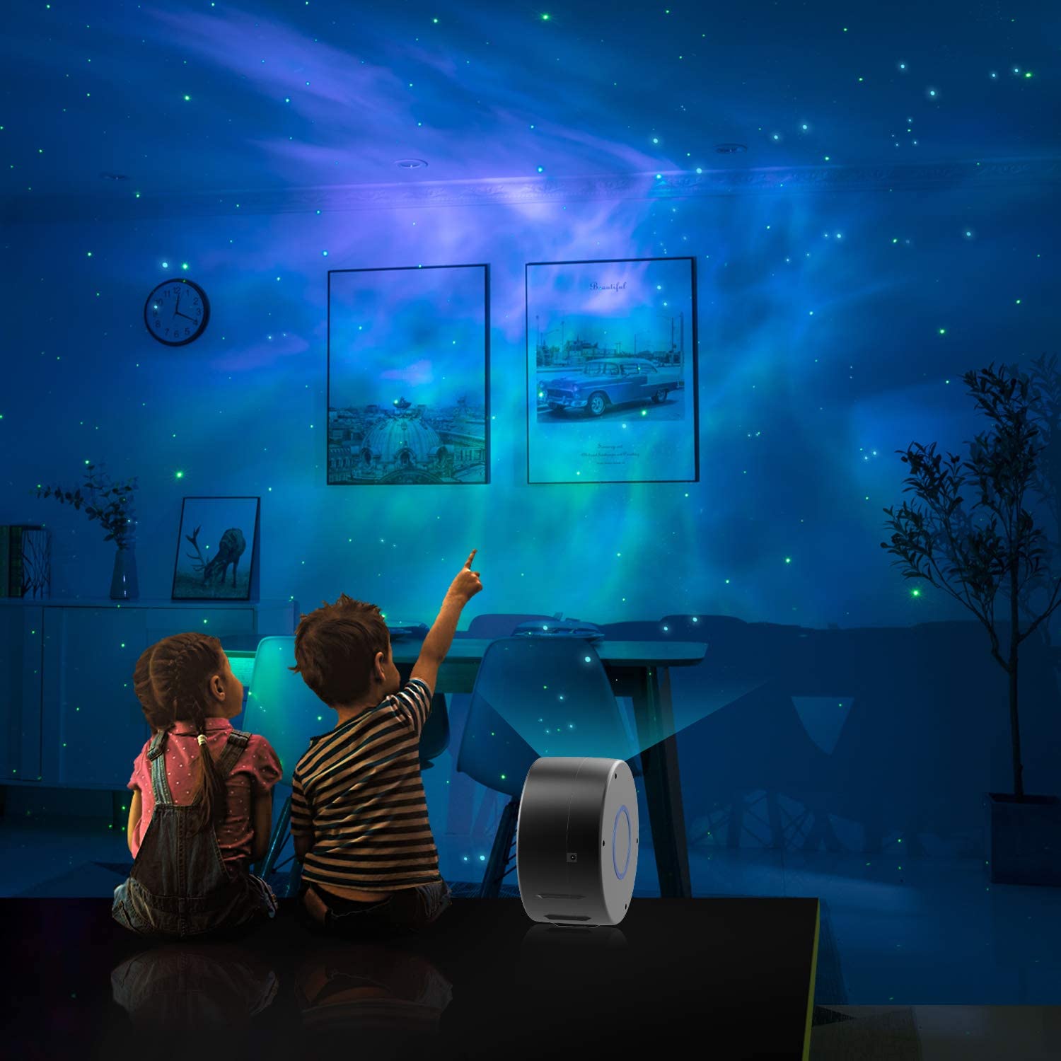 2 in 1 aurora starry sky projector 7 color night light star projector galaxy ocean nebula lamp with remote control for kids. 