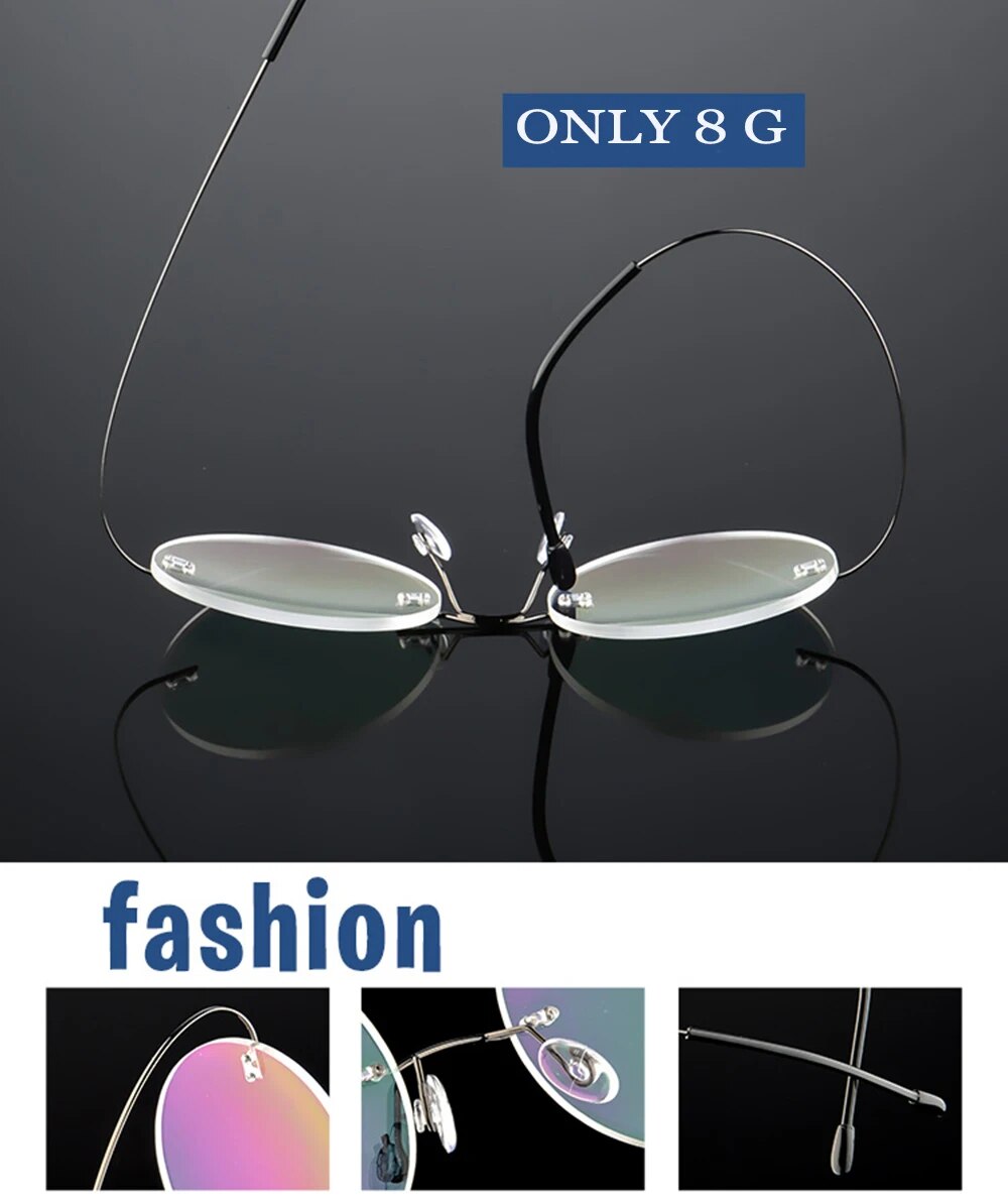 （New）Clara Vida Rimle Ultra-light Round Progreive Multifocal Reading Glae MEN TITANIUM ALLOY ee Near And Far ADD  1 To  4. 