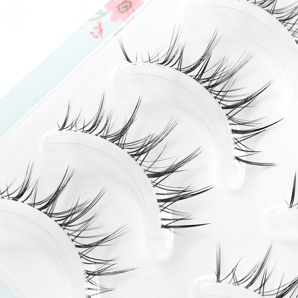 Ladies Beautify Eye Lashes Sticker Strip 5 Pairs 3D Black False Eyelashes Soft And Slender False Eyelash Set. 