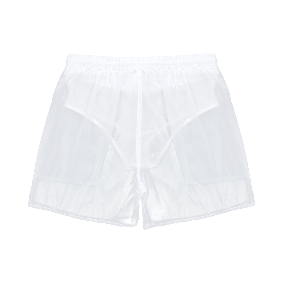 Transparent Swimwear Mens Swim Shorts Solid Drawstring Quick Dry Beach Shorts Man Swimming Trunks with Bulit-in Mesh Briefs. 