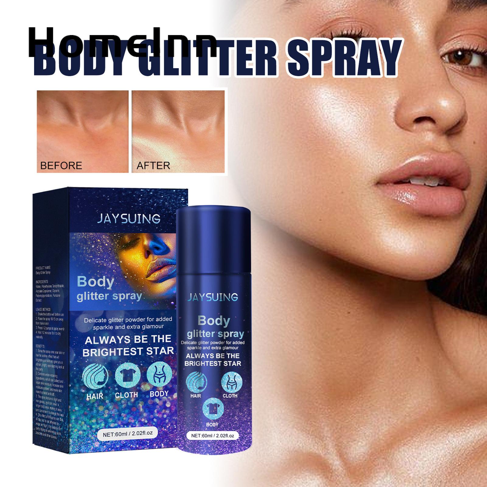Glitter Spray for Body Sparkling 60ml Glitter Spray for Face Hair Collarbone Party Enhancer with High-gloss Shine Flashy Sequins Spray Southeast Asian Buyers' Favorite Sparkly Body Mist