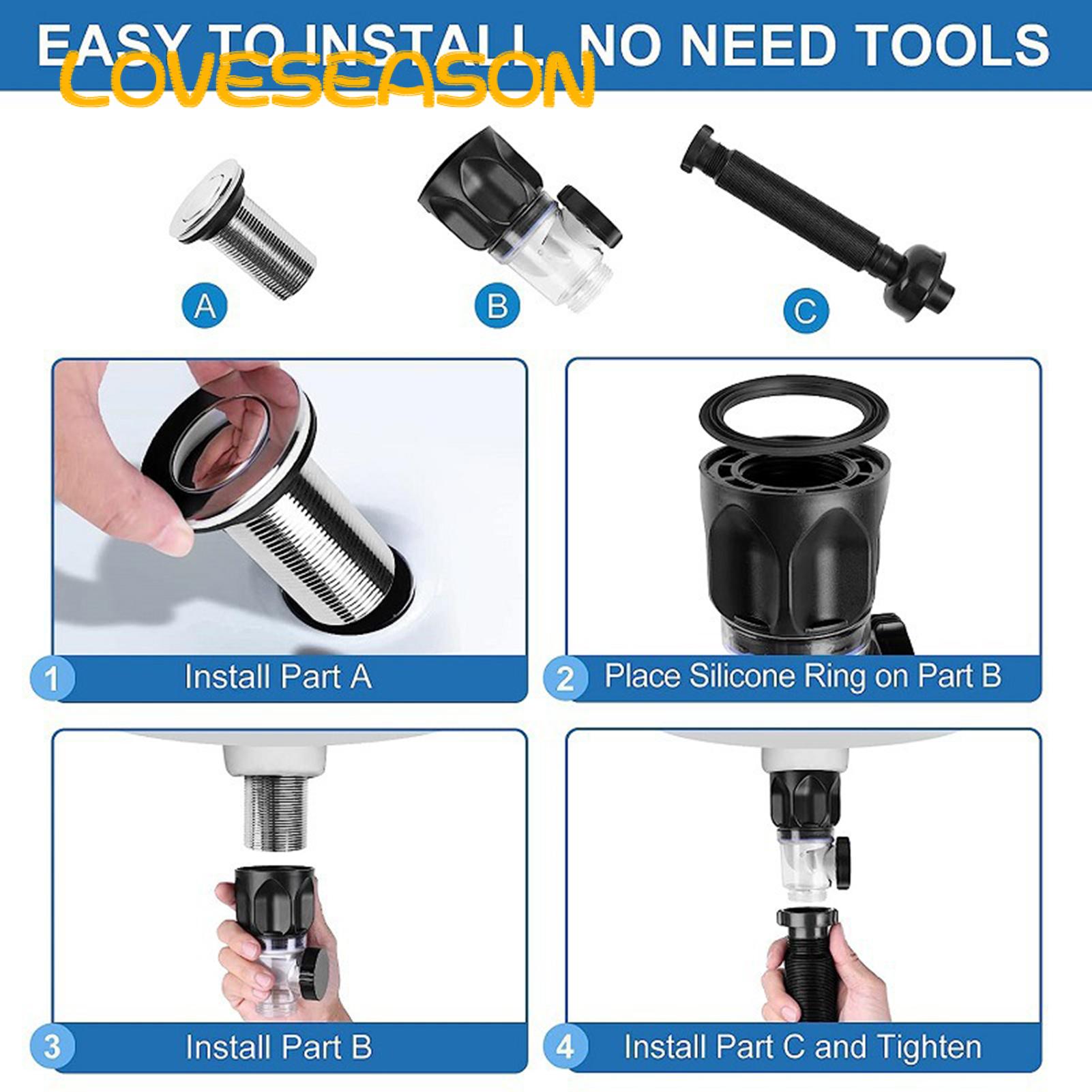 Sink Drain Pipe Easy Install Anti-clog Sink Drain Kit Universal Leak Resistant Bathroom Pipe for No-tool Sink Trap Installation. 