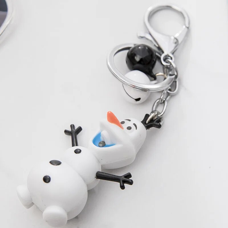 LED Light Sound Disney Olaf Keychain Model Toys ABS Snowman Figure Pendant Key Ring Birthday Gift. 