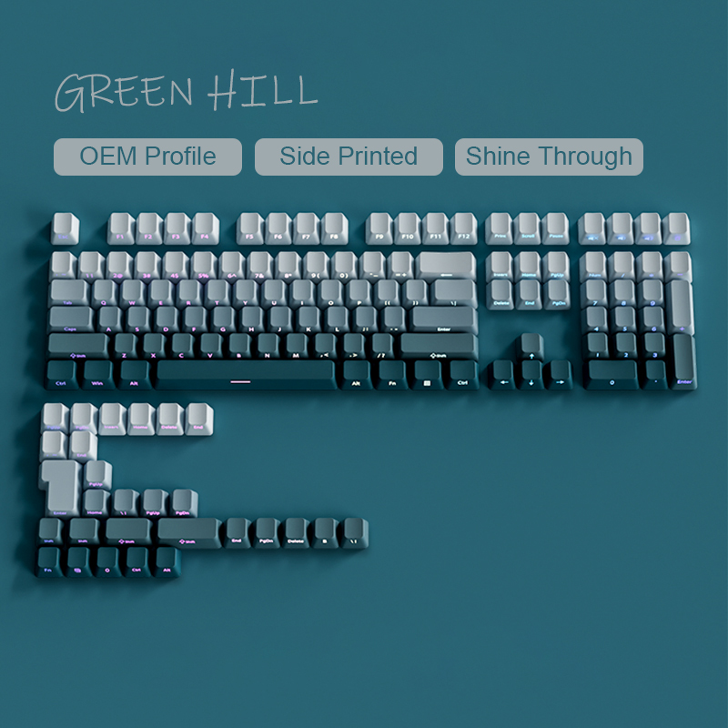 Gradient Purple Double Shot PBT Keycaps Cherry Profile Side Print RGB Backlit Keycaps 135 Keys for Cherry MX Switches Keyboard. 