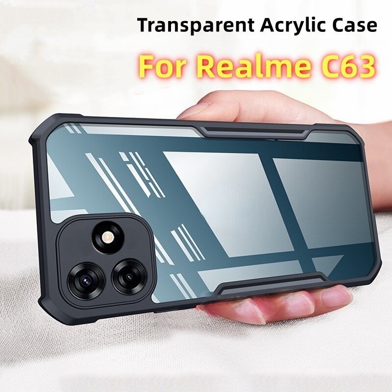 Acrylic Clear Casing For Realme C63 RealmeC63 C53 C51 Real Me C 63 Transparent TPU Soft Shockproof Bumper Edge Airbag Anti Drop Camera Protective Phone Case Back Cover
