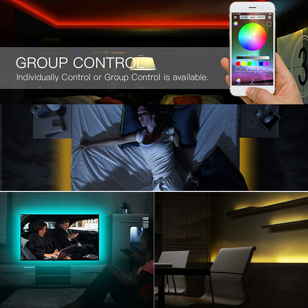 Customize Your Space with Vibrant RGB LED Strip Lights - App and Remote Control. 