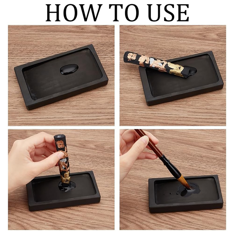 Chinese Calligraphy Rectangle Dragon Phoenix Pattern Sets +Ink Stick 1Set. 