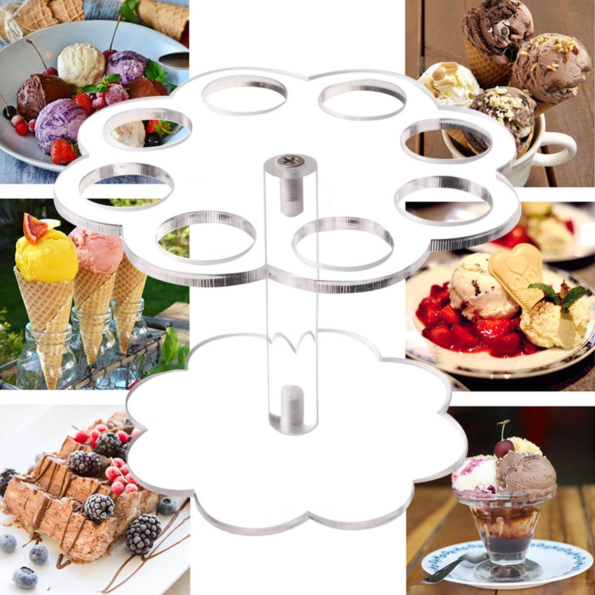 4 Holes Acrylic Ice Cream Cone Holder Tray Sushi Roll Display Stand Rack Sh667A