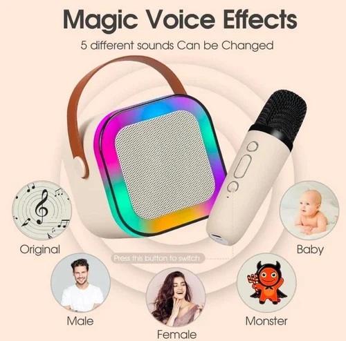 K12 Speaker Bluetooth Wireless Karaoke Mic Multi-Compatibility Modes, Rgb Lights. 