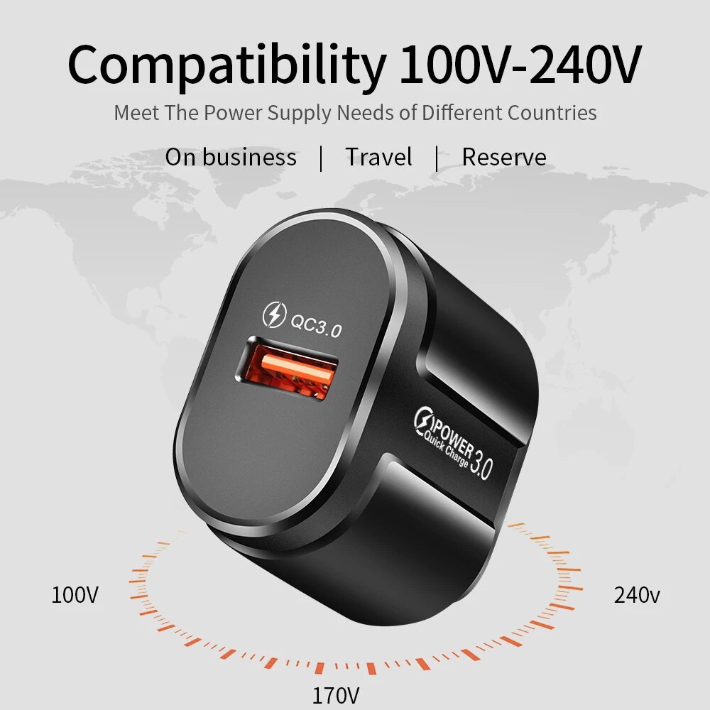 USLION Quick Charge QC 3.0 USB US EU Charger Universal Mobile Phone Charger Wall Fast Charging Adapter For iPhone Samsung Xiaomi