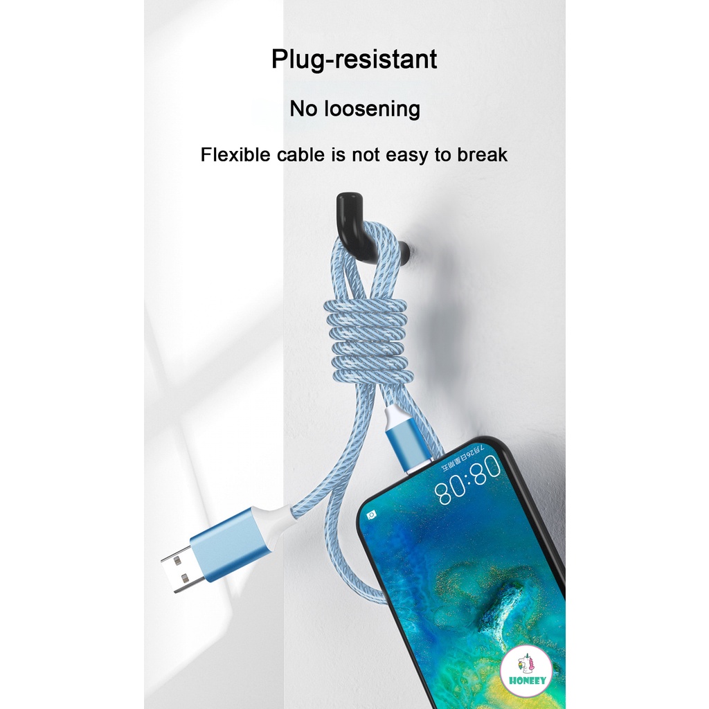 LED Luminous Glow Flowing USB Cable Data Line Micro IOS Type-c Charger Cable Andirod Charging Cable. 